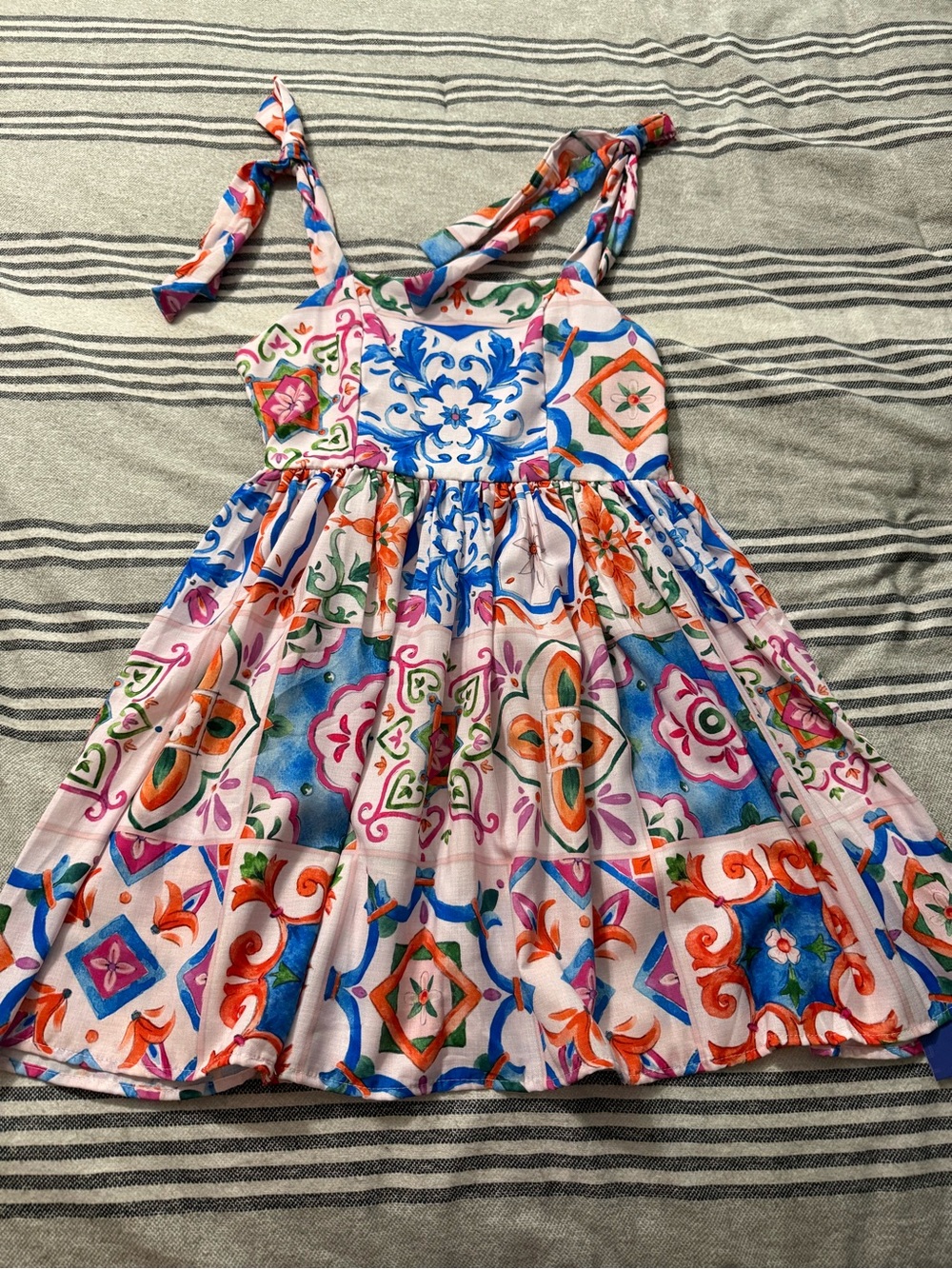 Multicolor Tile-Print Summer Dress